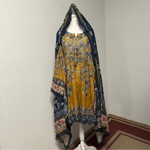 Khaadi Mustard Floral 3-Piece Suit | Eid Ramadan Outfit